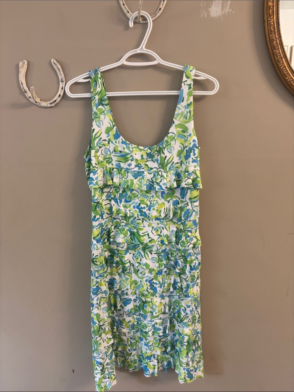 Sleeveless Green & Blue Floral Summer Dress - Picture 1 of 3